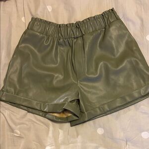Forever 21 High Waist Olive Faux Leather Shorts